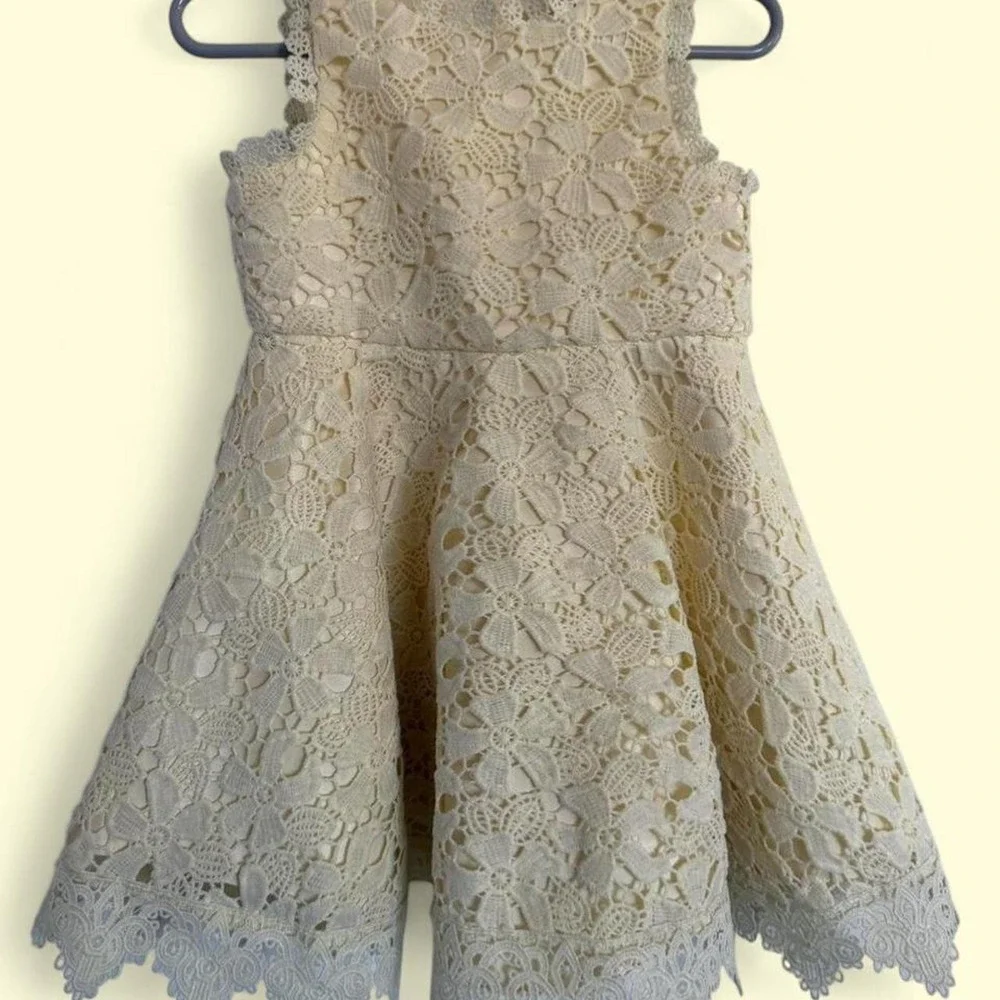 Rare Editions Yellow Floral Lace Fit-and-Flare Dress Fairy Cottagecore